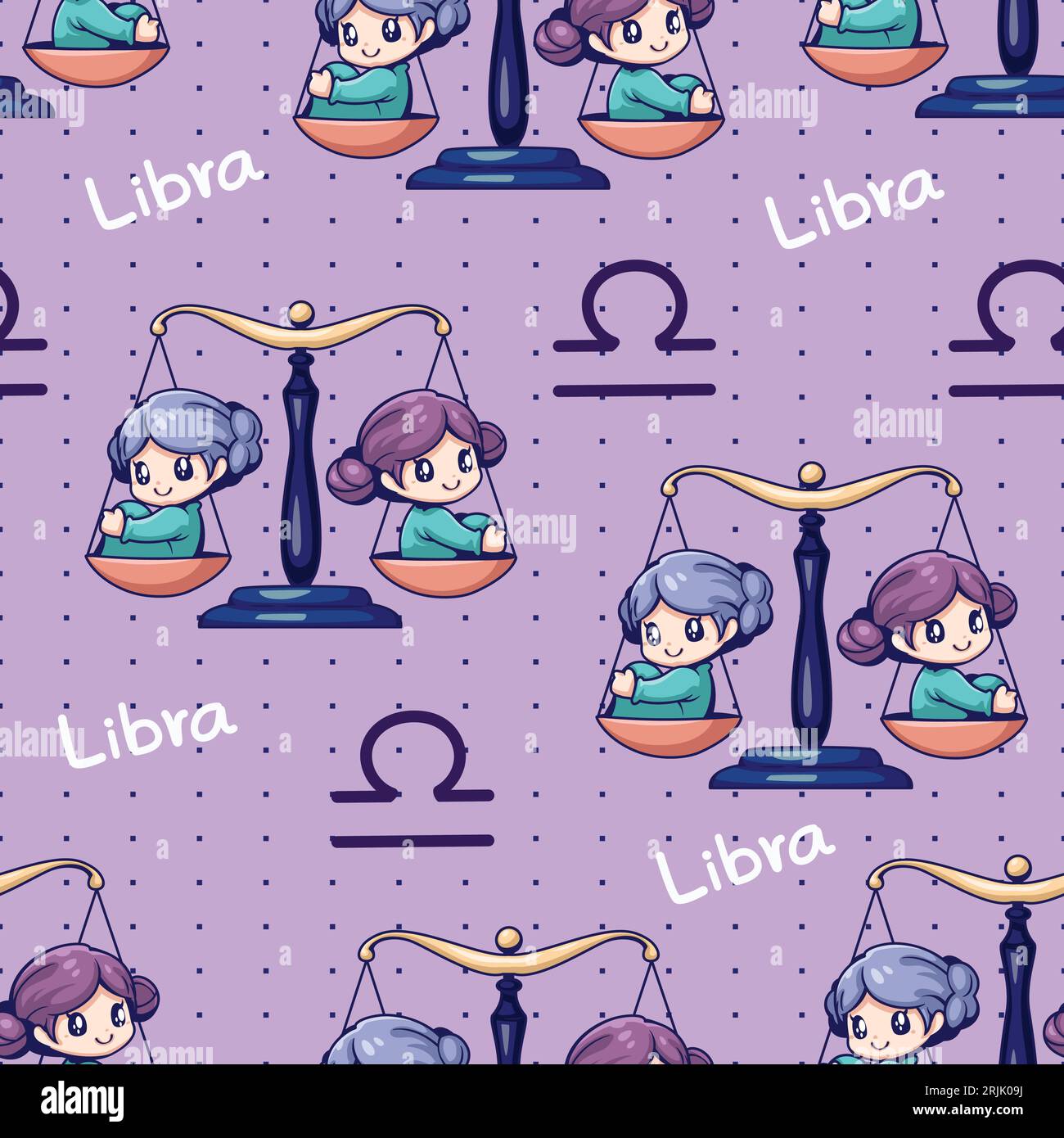 Seamless pattern with cute libra Vector illustration Stock Vector