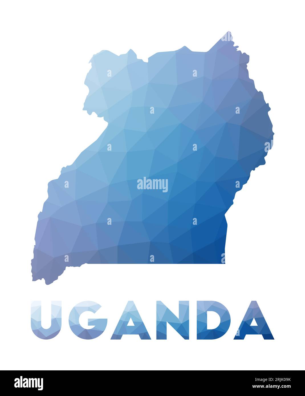 Low poly map of Uganda. Geometric illustration of the country. Uganda