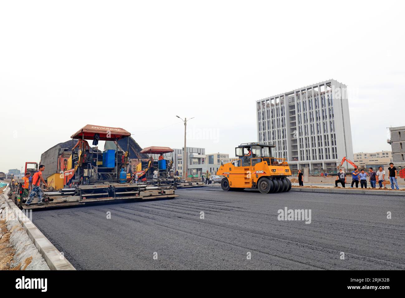 Luannan County - August 22, 2018: Highway laying engineering site, Luannan County, Hebei Province, China Stock Photo