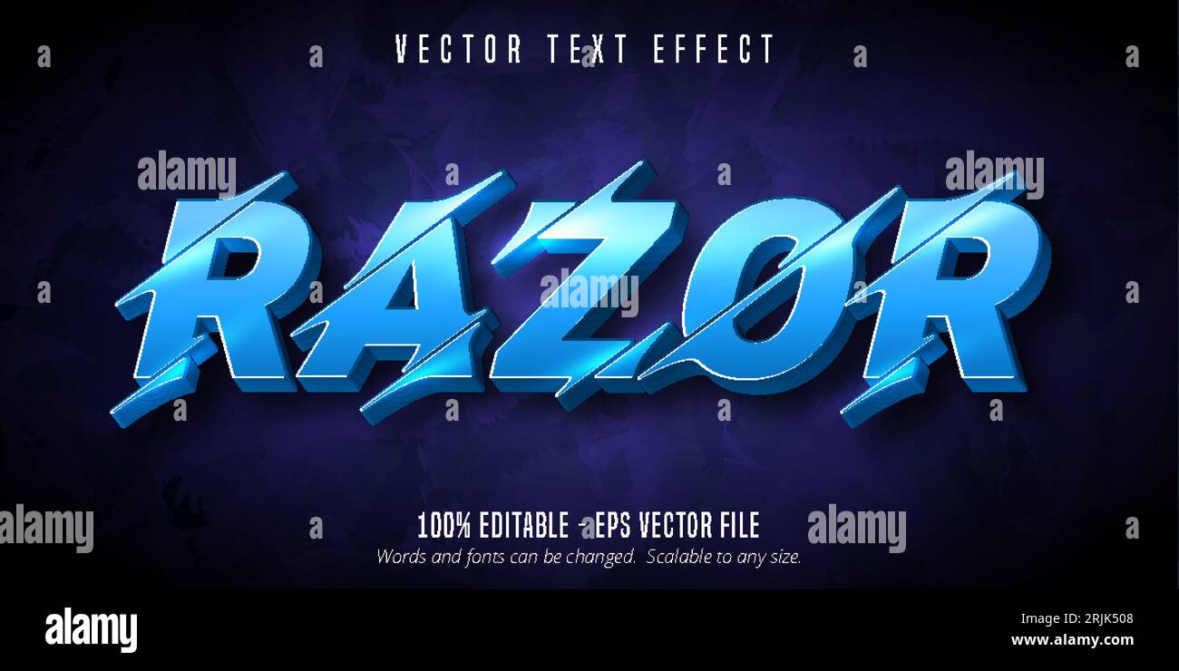 Razor text, cutout style editable text effect Stock Vector