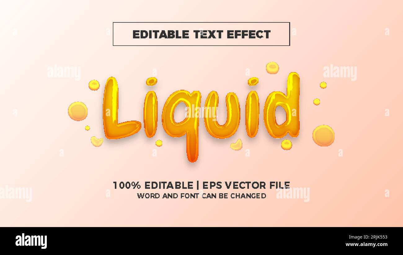 liquid editable text effect Stock Vector