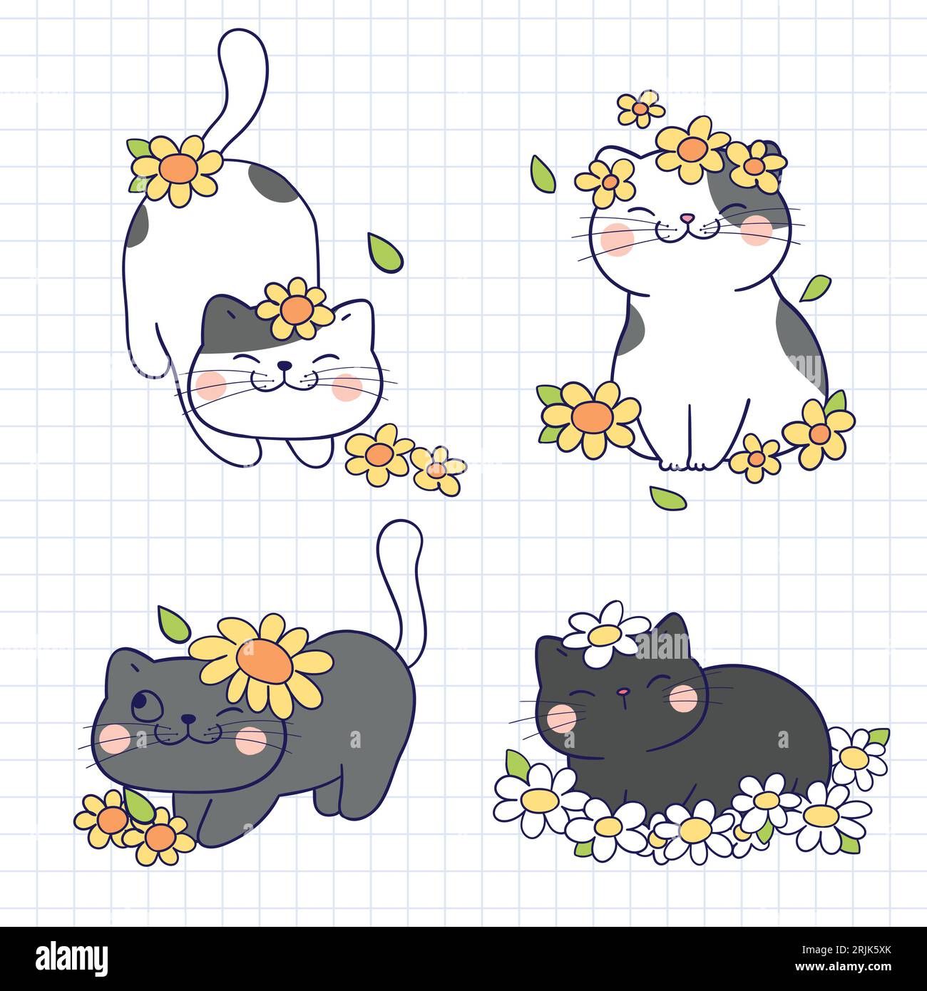 Set of cute hand drawn cats in pockets Vector Illustration Stock Vector ...