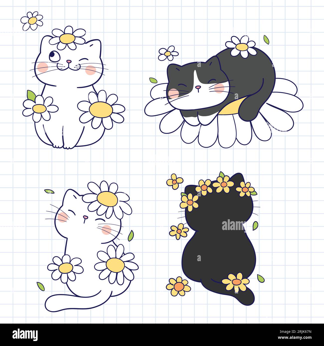 Set of cute hand drawn cats in pockets Vector Illustration Stock Vector ...