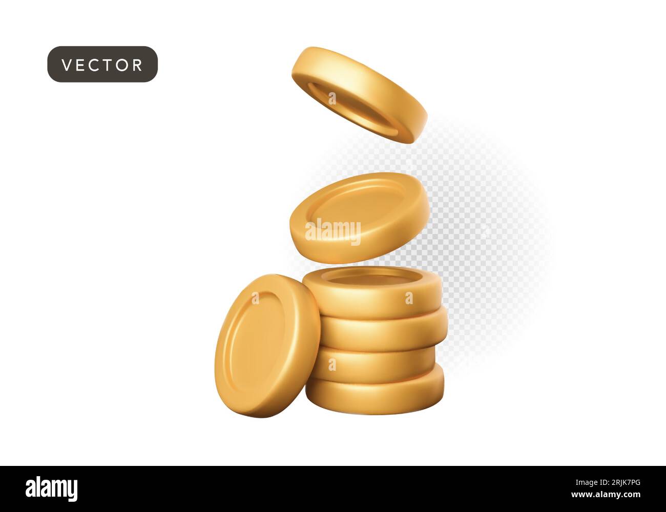3D stack of gold coins.Growth concept.Vector illustration on white ...