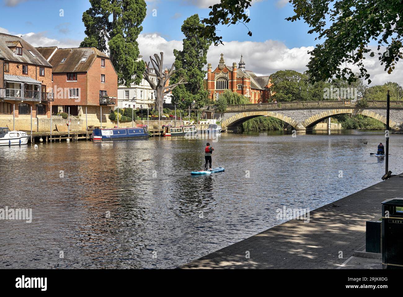 River Avon at Evesham Worcestershire with the Workman bridge is the distance. England UK Stock Photo
