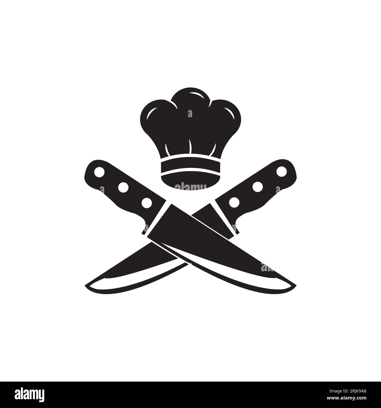 Chef logo with chef's hat and knives icons. Cooking vintage logo