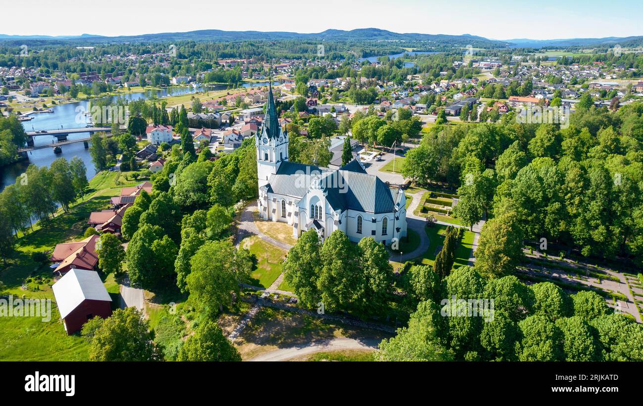 Aerial view of Sunne in Värmland. Sunne is located by the lake Övre