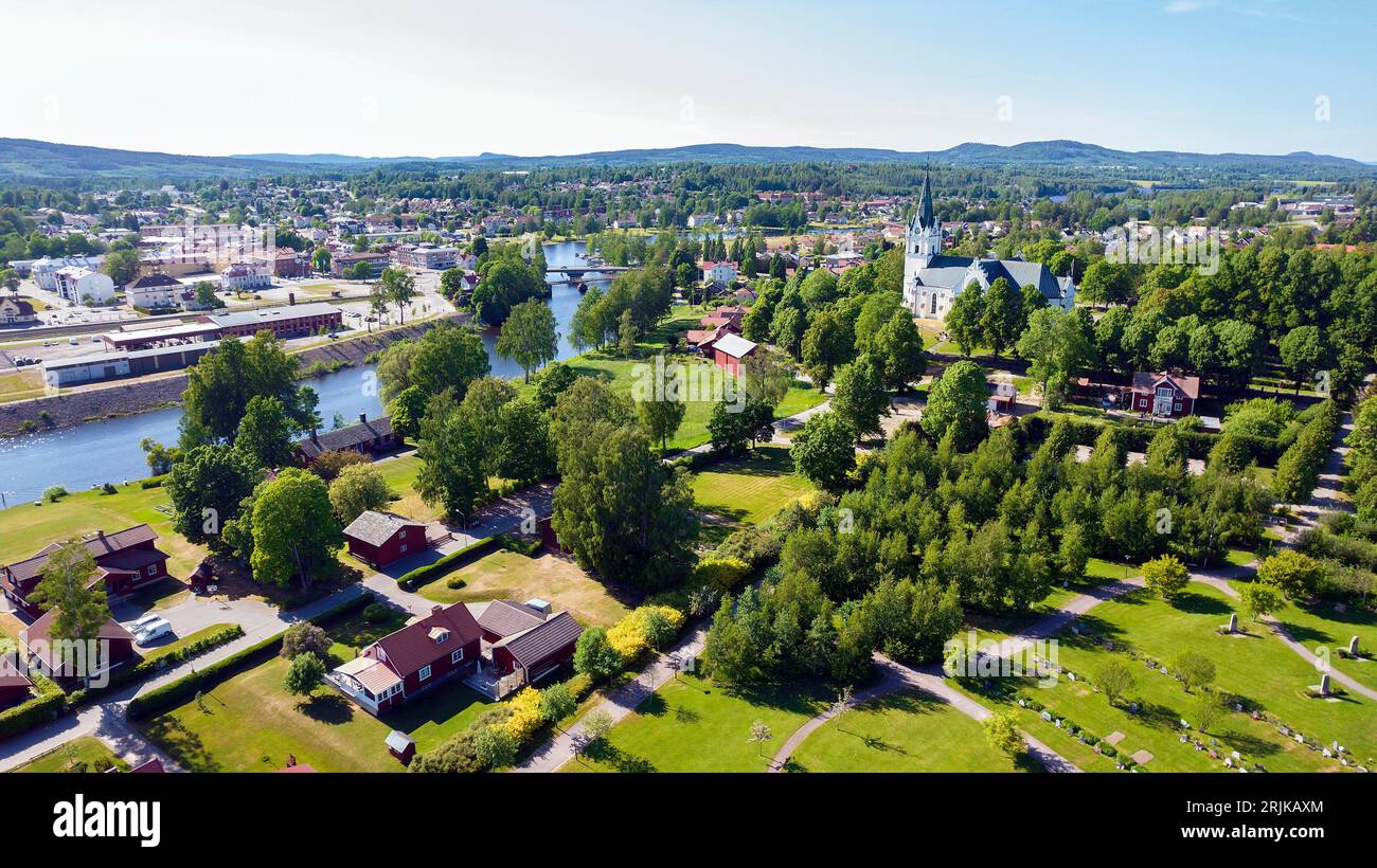 Aerial view of Sunne in Värmland. Sunne is located by the lake Övre