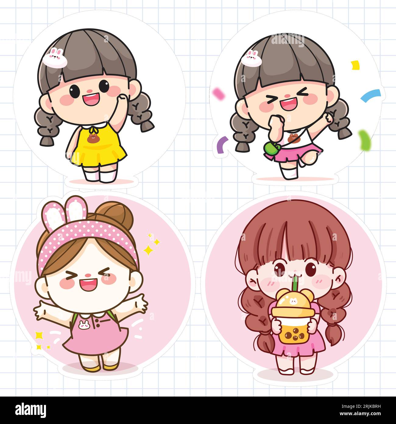 Cute little girl vector illustration Stock Vector Image & Art - Alamy