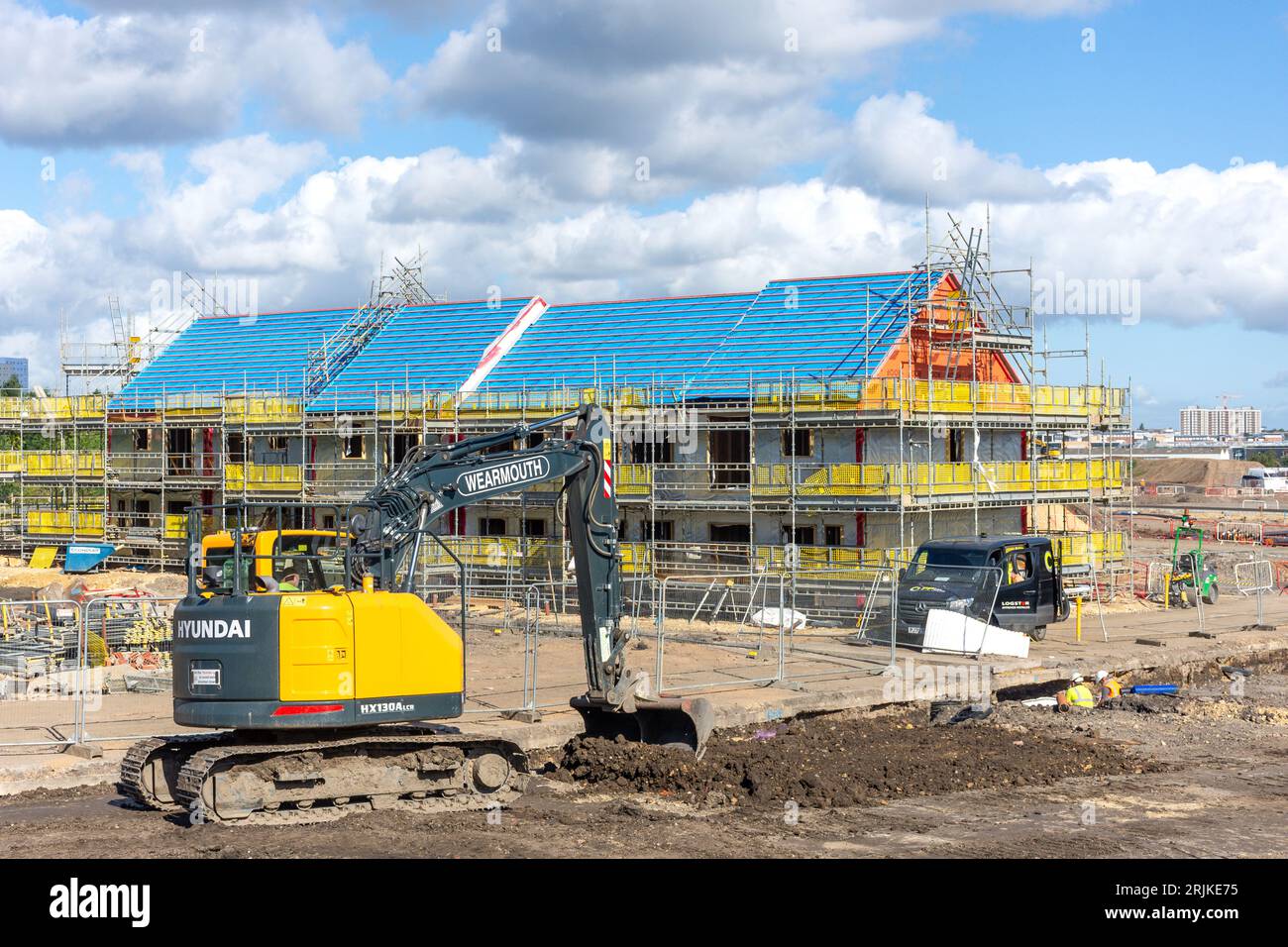 New housing construction site, St James Road, Gateshead, Tyne and Wear, England, United Kingdom Stock Photo