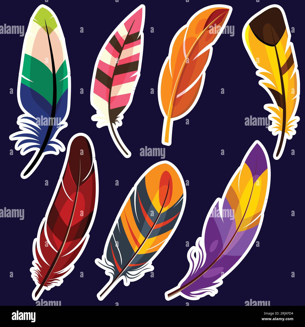 set of color feather boho style illustration Stock Vector Image & Art ...