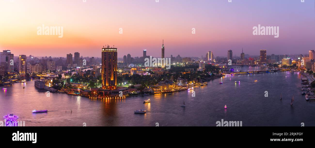 The night lights of Cairo, aerial panorama, Egypt Stock Photo - Alamy