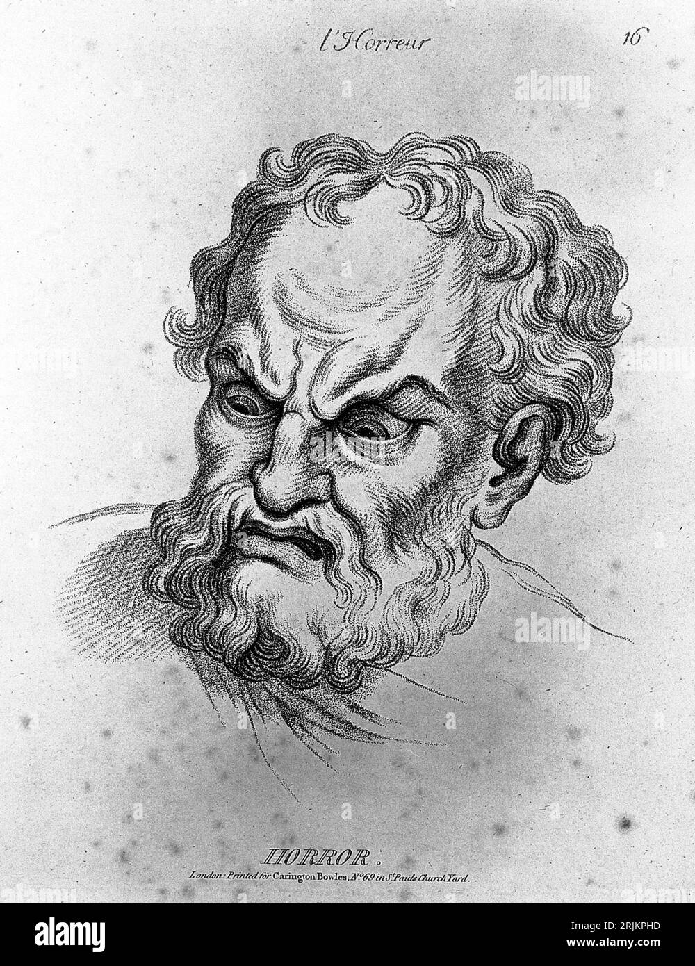 """Horror"" from Le Brun, Bowles's Passions of the Soul, circa 1785