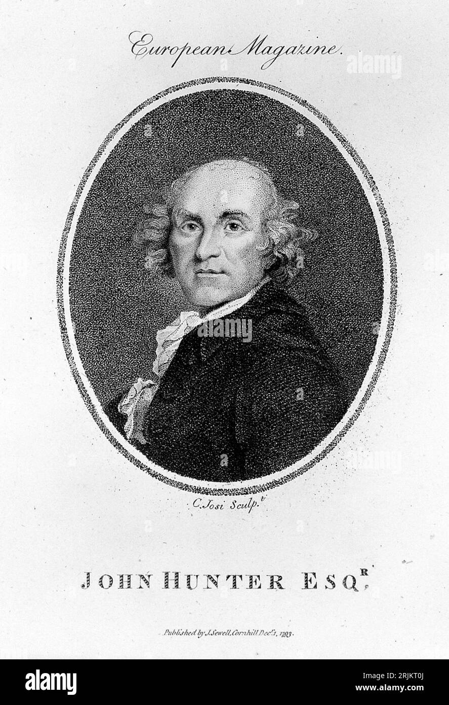 John Hunter. Stipple engraving by C. Josi, 1793, after W. Sharp after Sir J. Reynolds. John