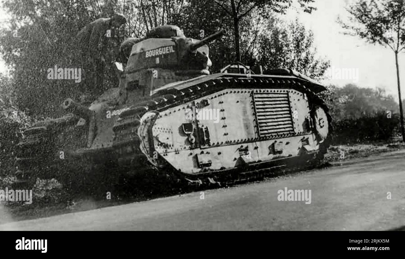 World War II FRANCE. Tanks, B1 bis, B1 bis tank 355 of the 28th BCC