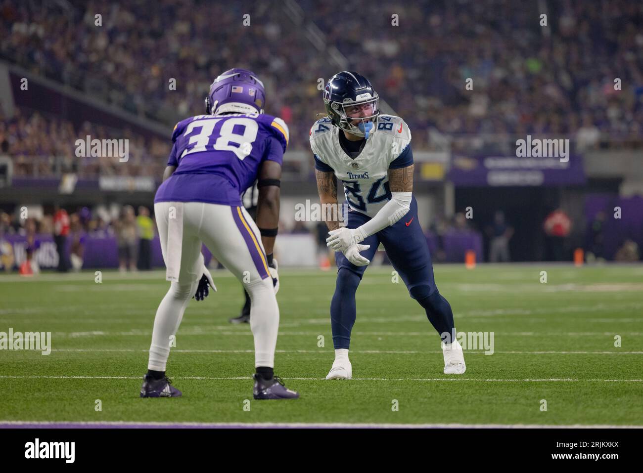 Tennessee Titans wide receiver Gavin Holmes (84) warms up before