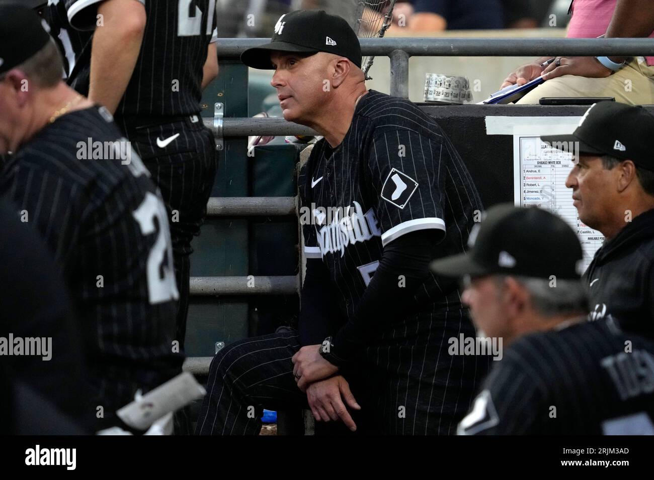 Chicago White Sox manager Pedro Grifol stands in the dugout before a  baseball game against the Chicago White Sox in Pittsburgh, Saturday, April  8, 2023. (AP Photo/Gene J. Puskar Stock Photo - Alamy