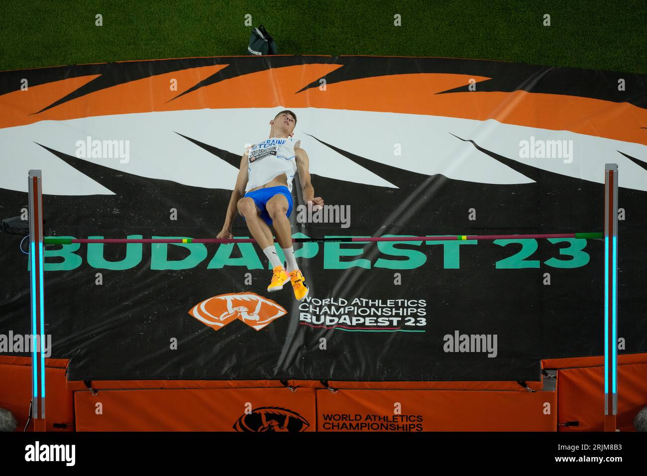 Oleh Doroshchuk, of Ukraine, competes in the Men's high jump final
