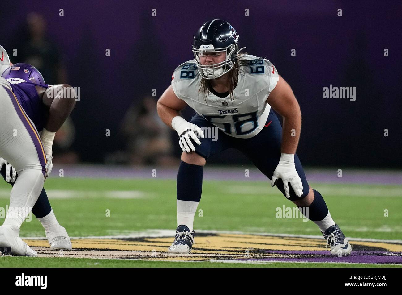 Tennessee Titans guard Zack Johnson (68) gets set for a play during the