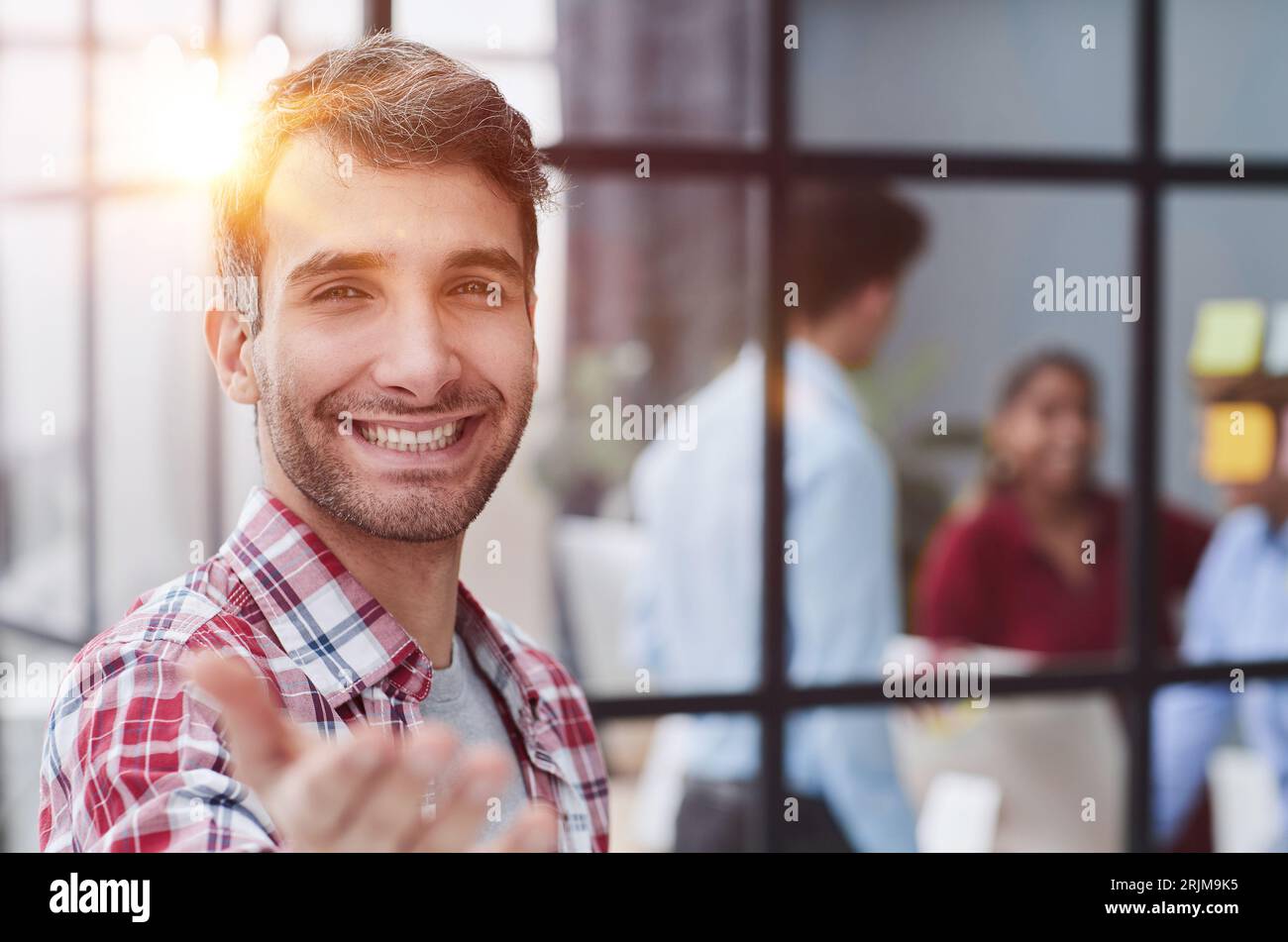 Collage young people inviting hand hi-res stock photography and images ...