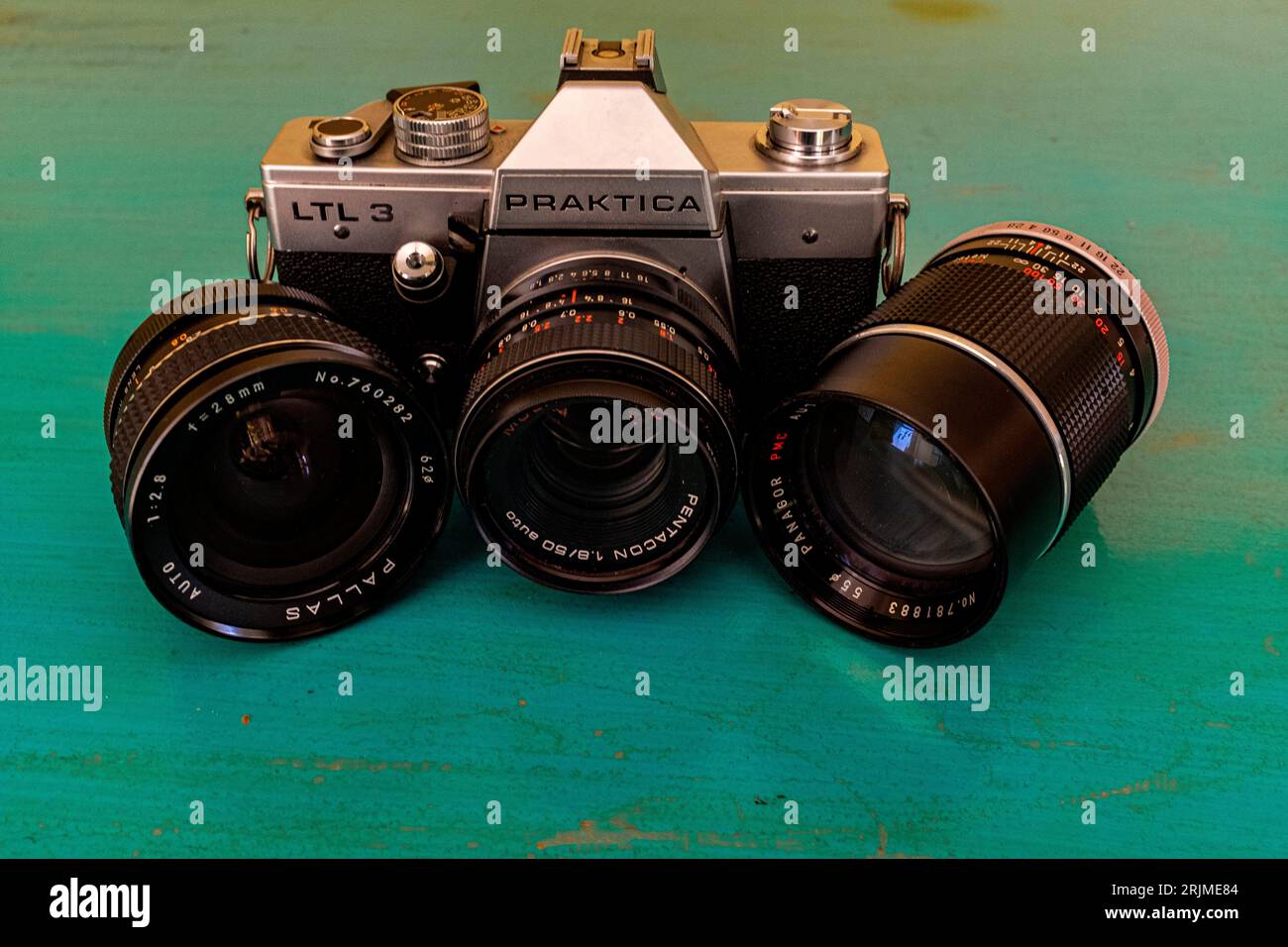 Vintage, Analog Practica TLT Camera with Lenses, build inside the GDR