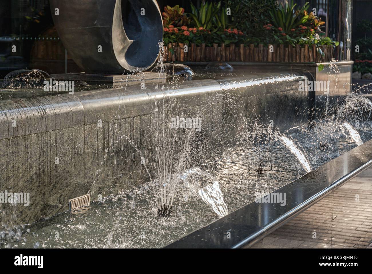 Black Marble Stone Water Fountain in Front of Office Building in Hong Kong Stock Photo Alamy
