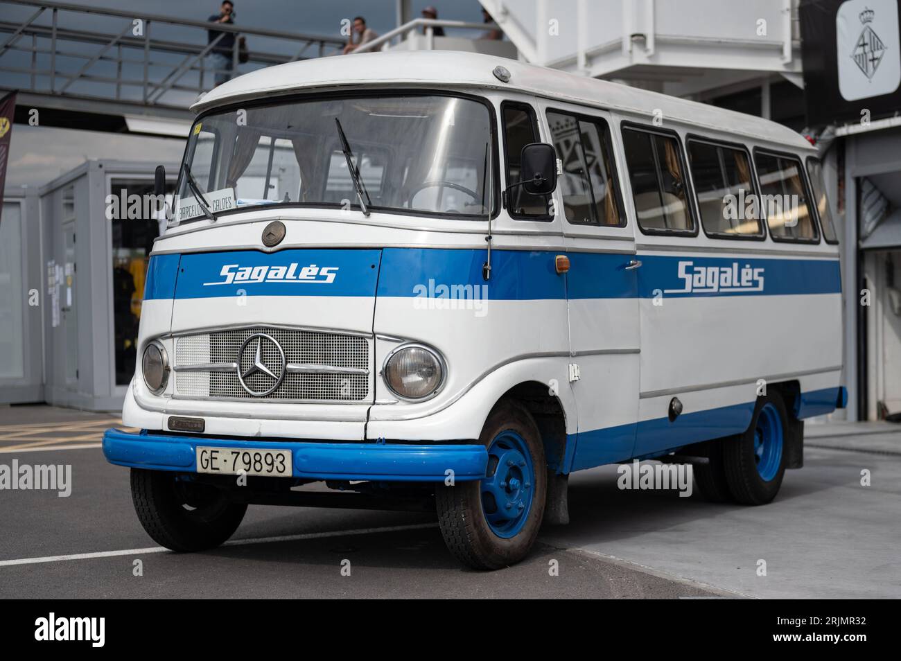 Old minibus mercedes benz model 319 of the Sagales company Stock Photo ...