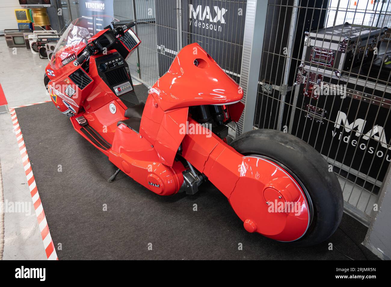Detail of  Kaneda's super special motorcycle in red color Stock Photo