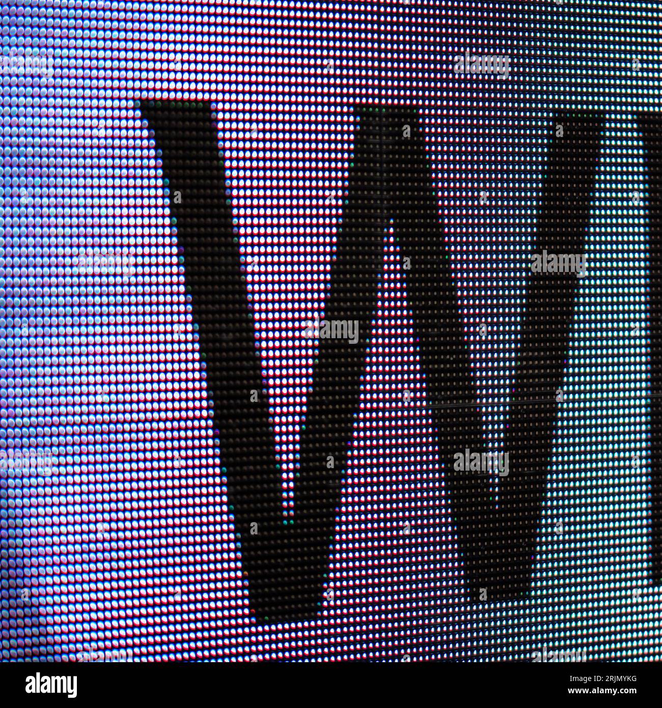 Capital case letter W. Www Digital Image - Computer Screen Display. Stock Photo