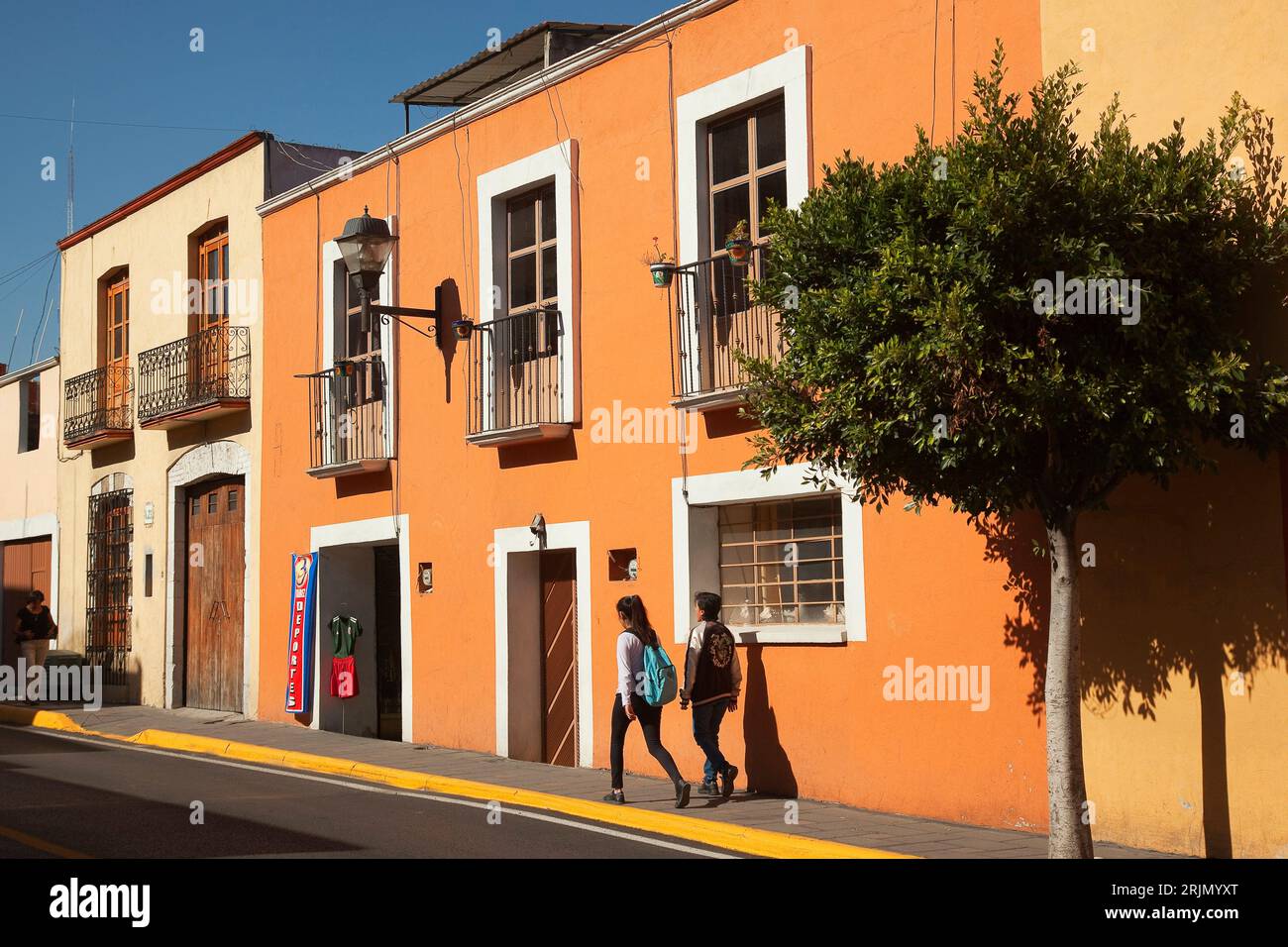 View of the colorful colonial buildings with balconies at the historic