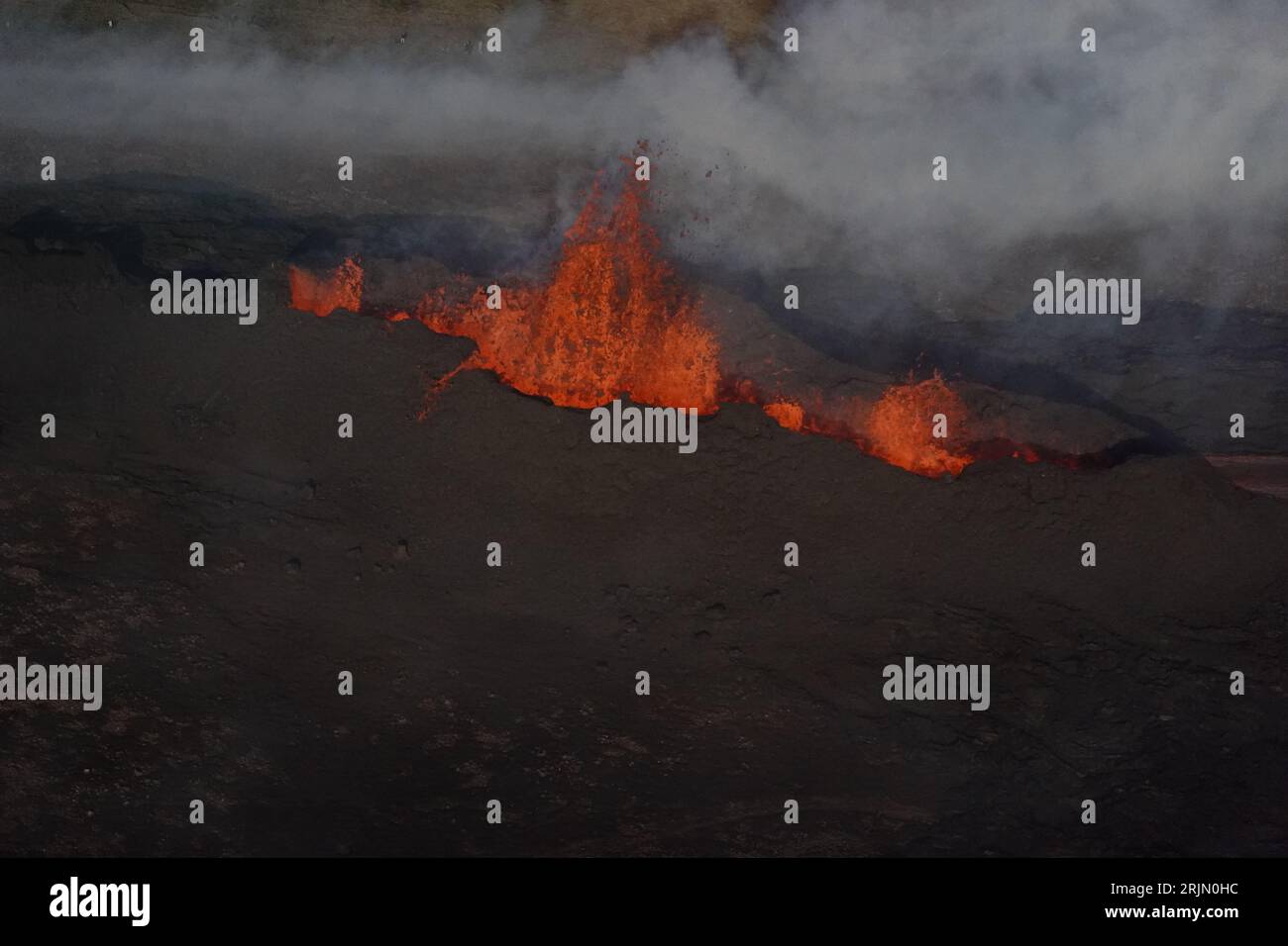 A stunning aerial view of Fagradalsfjall volcano, near Reykjavik ...