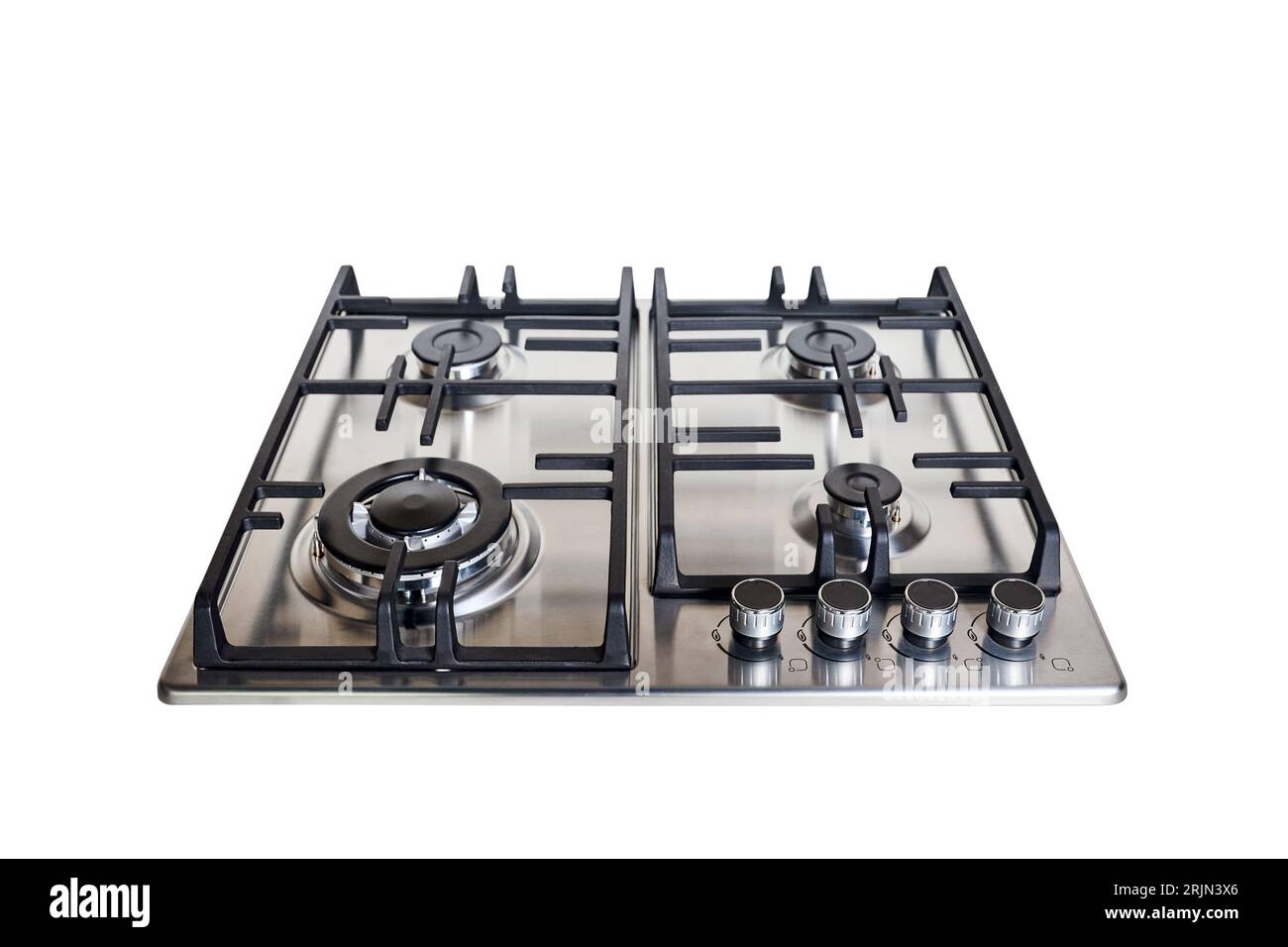 Modern hob gas or gas stove made of stainless steel using natural gas