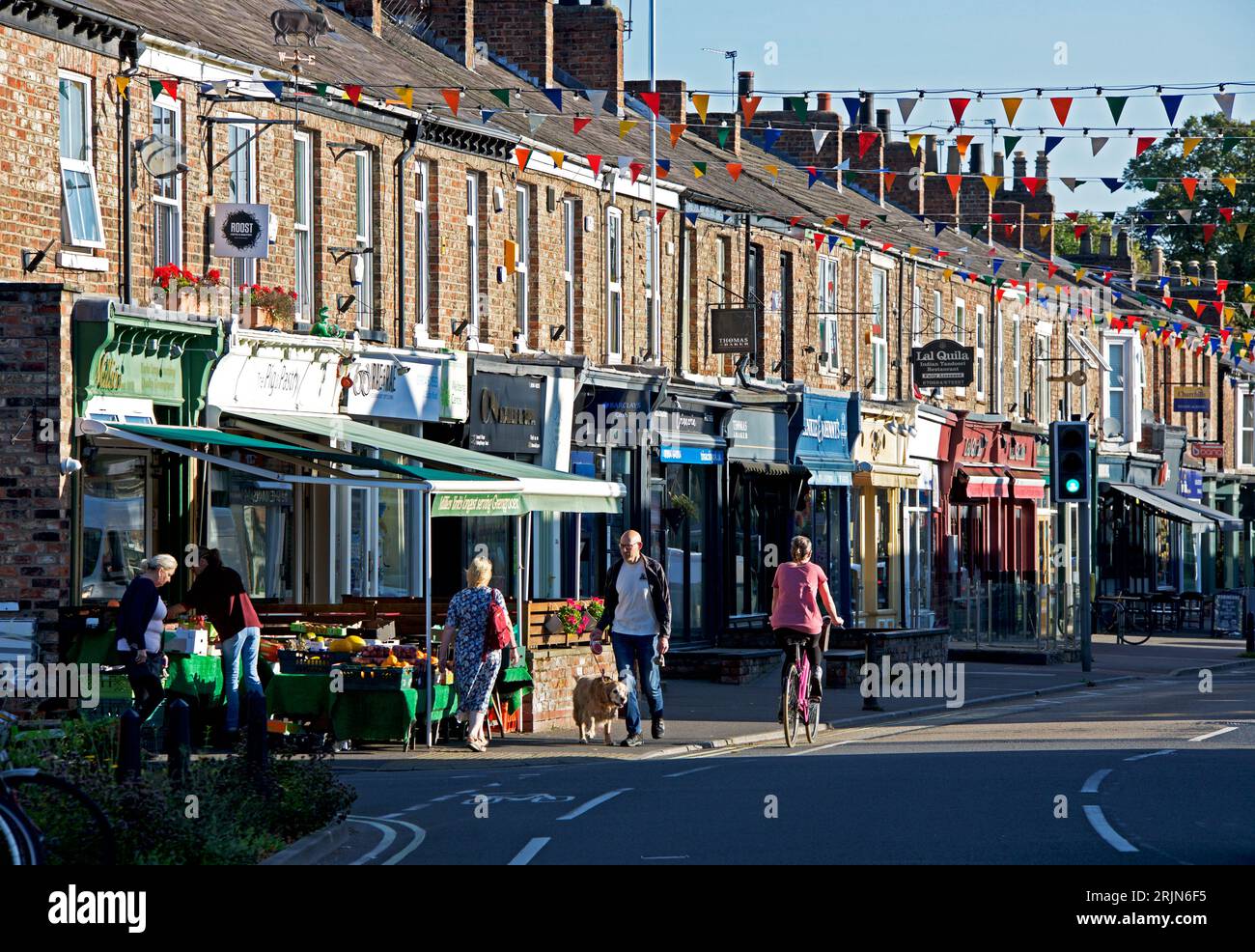 Shops on Road, York, North Yorkshire, England UK Stock