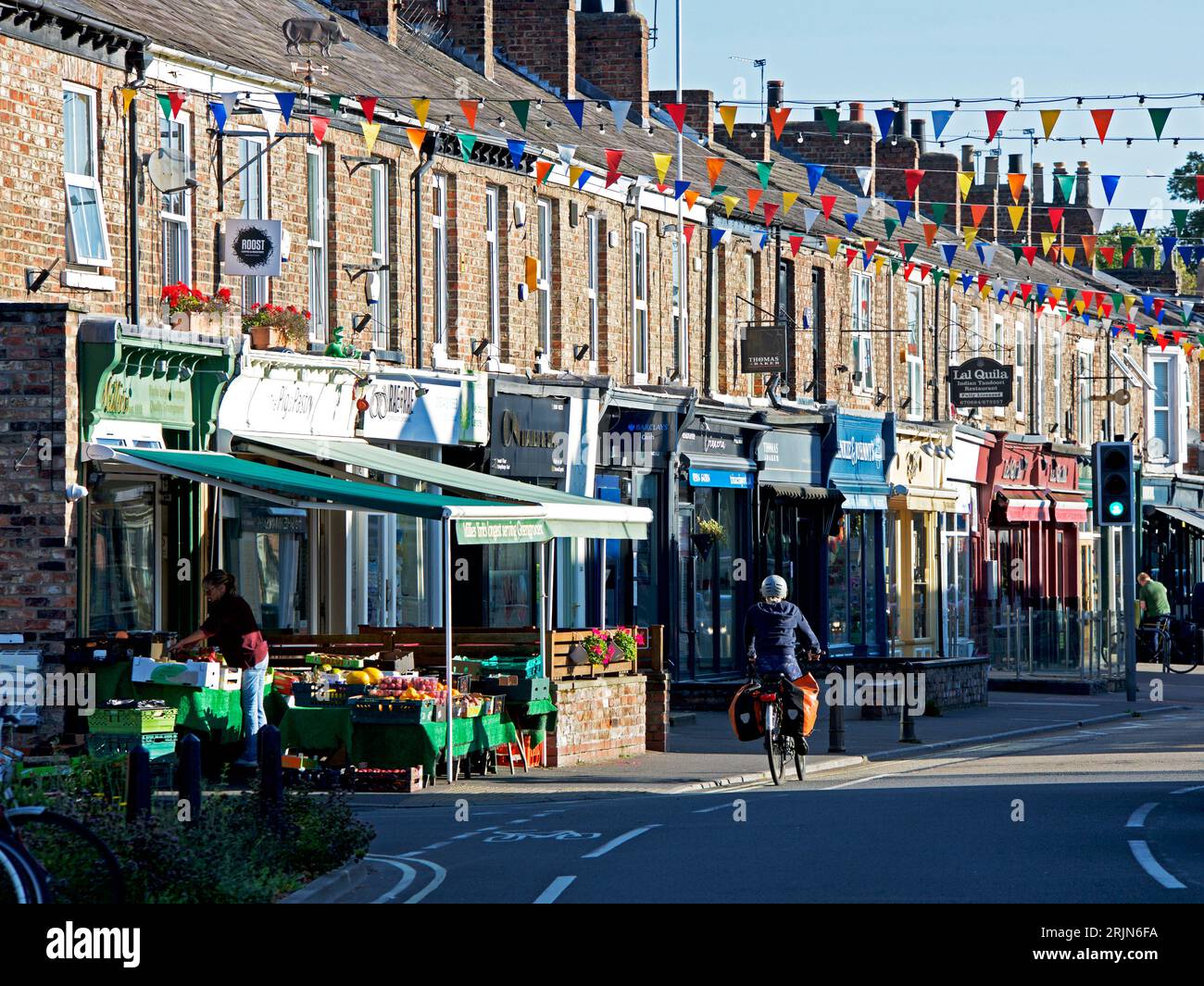 Shops on Road, York, North Yorkshire, England UK Stock