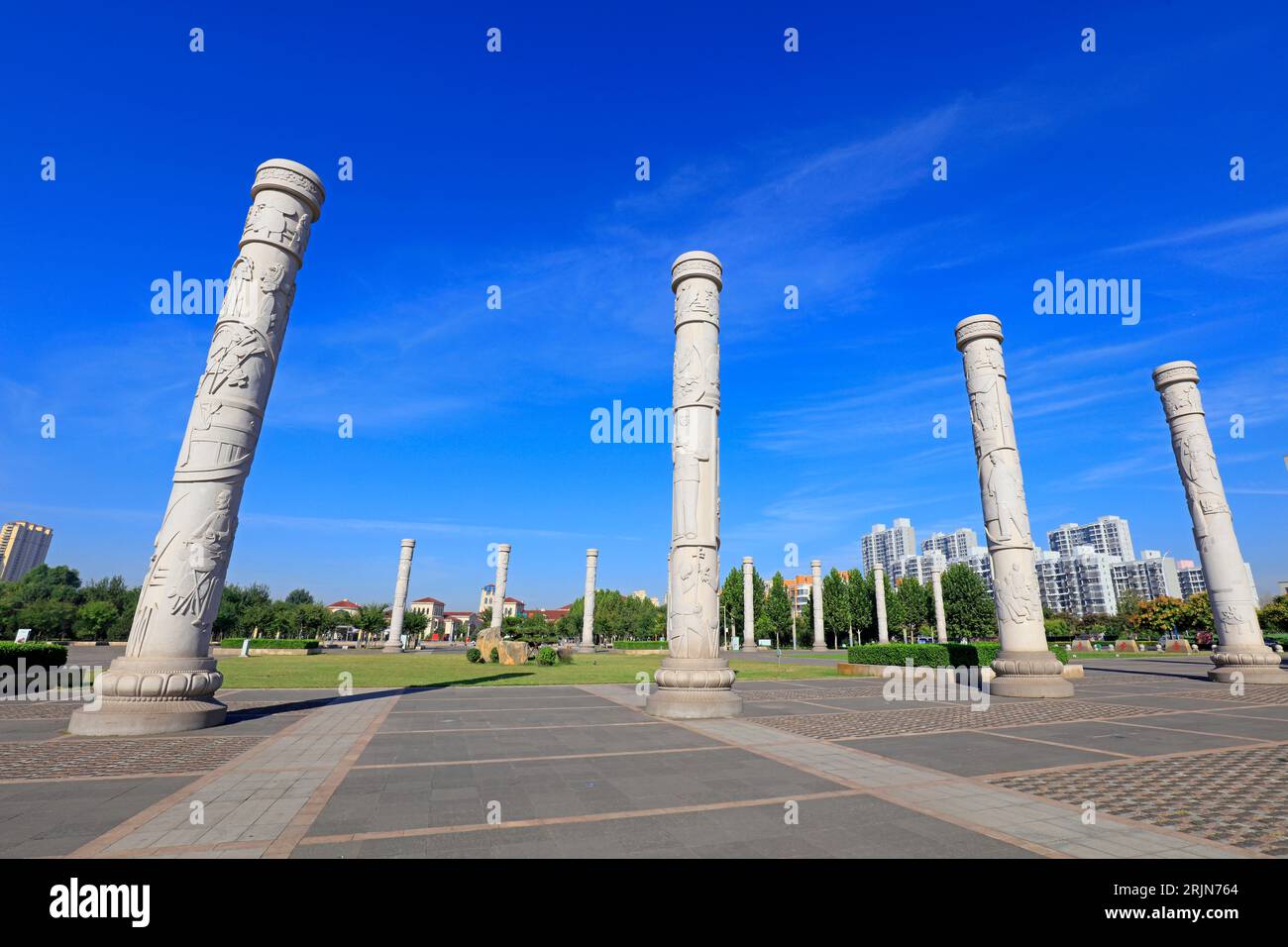Luannan County - September 17, 2018: Building Scenery of Huimin Square, Luannan County, Hebei Province, China Stock Photo