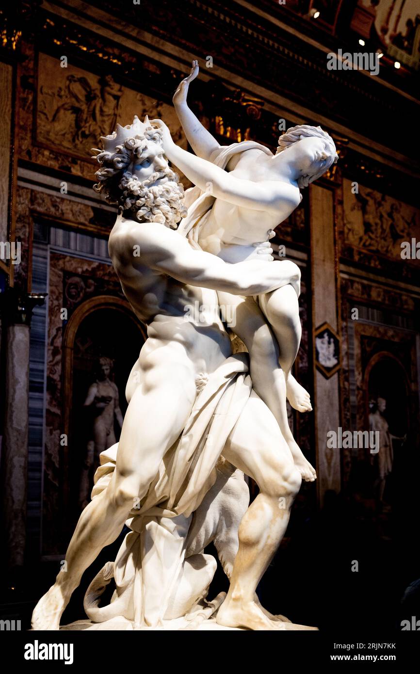 Rome, Italy - October 20, 2022: Statues and Paintings at The Borghese Gallery Stock Photo