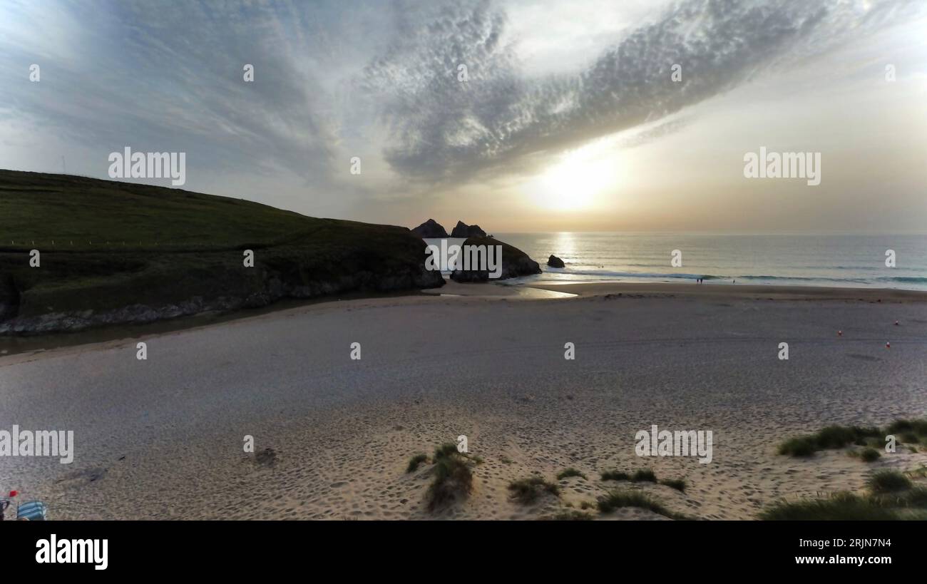 Cornwall Coasts and Sea Drone Shots Stock Photo