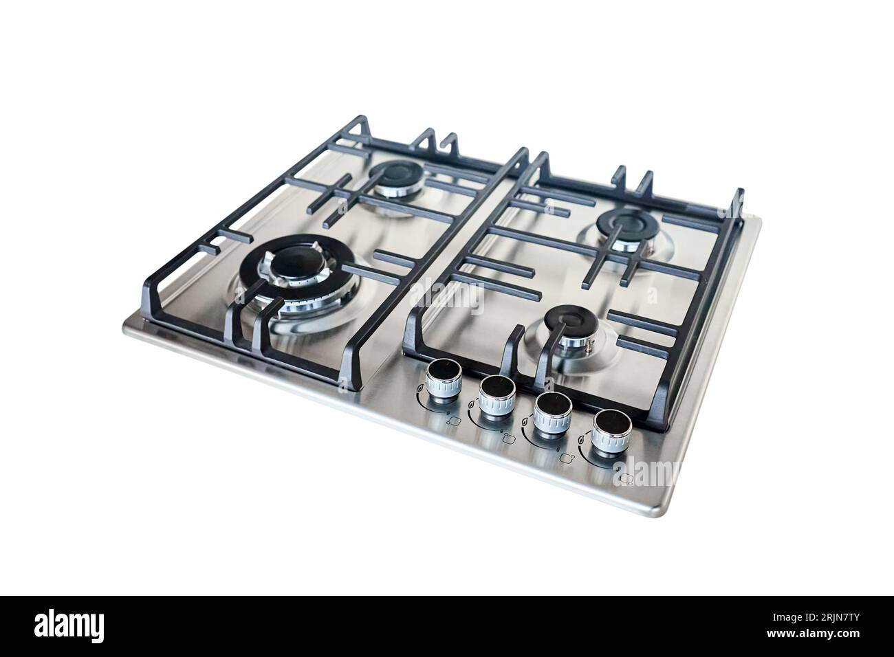 Modern hob gas or gas stove made of stainless steel using natural gas