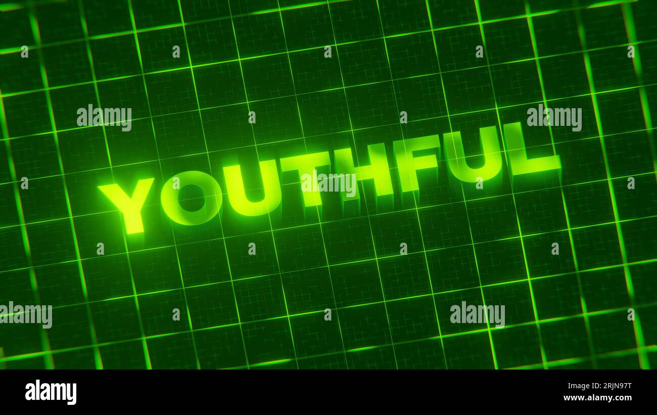 A 3D-rendered pattern of bright neon green lines arranged in a grid ...