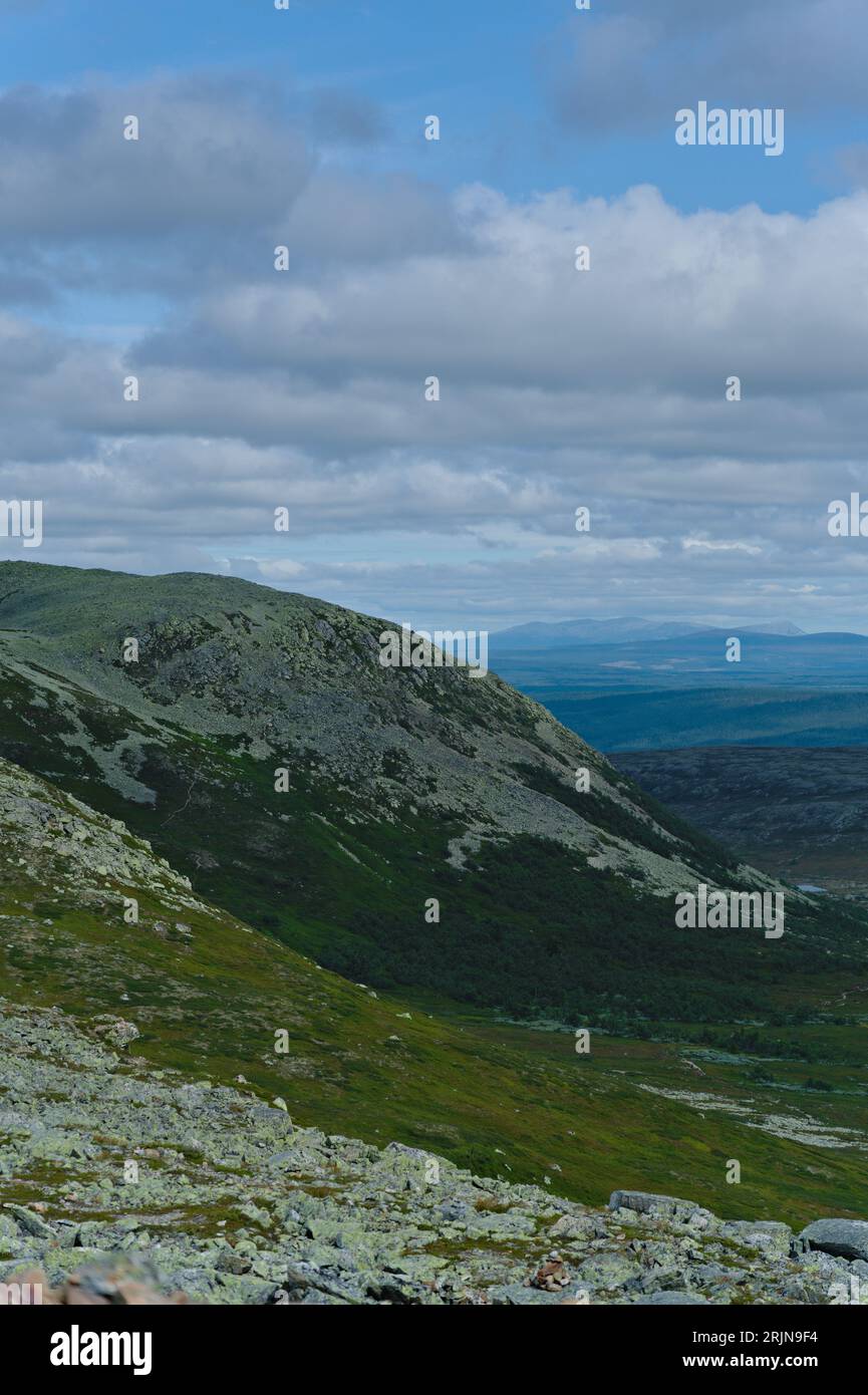 Beautiful landscape of forests and mountains in Sweden Northern Europe. Stock Photo
