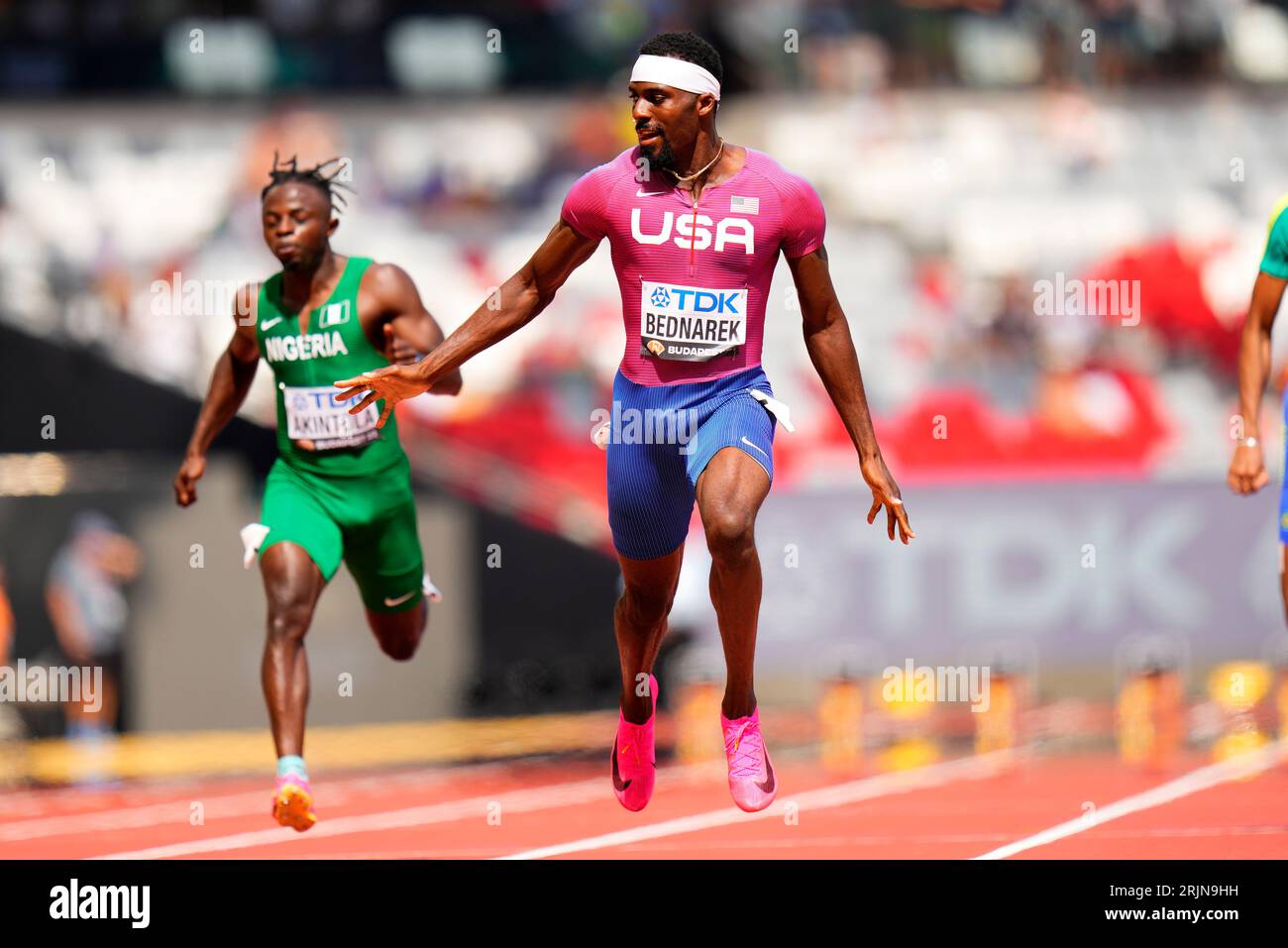 Bednarek, of the United States and Alaba Olukunle Akintola, of Nigeria race in a Men