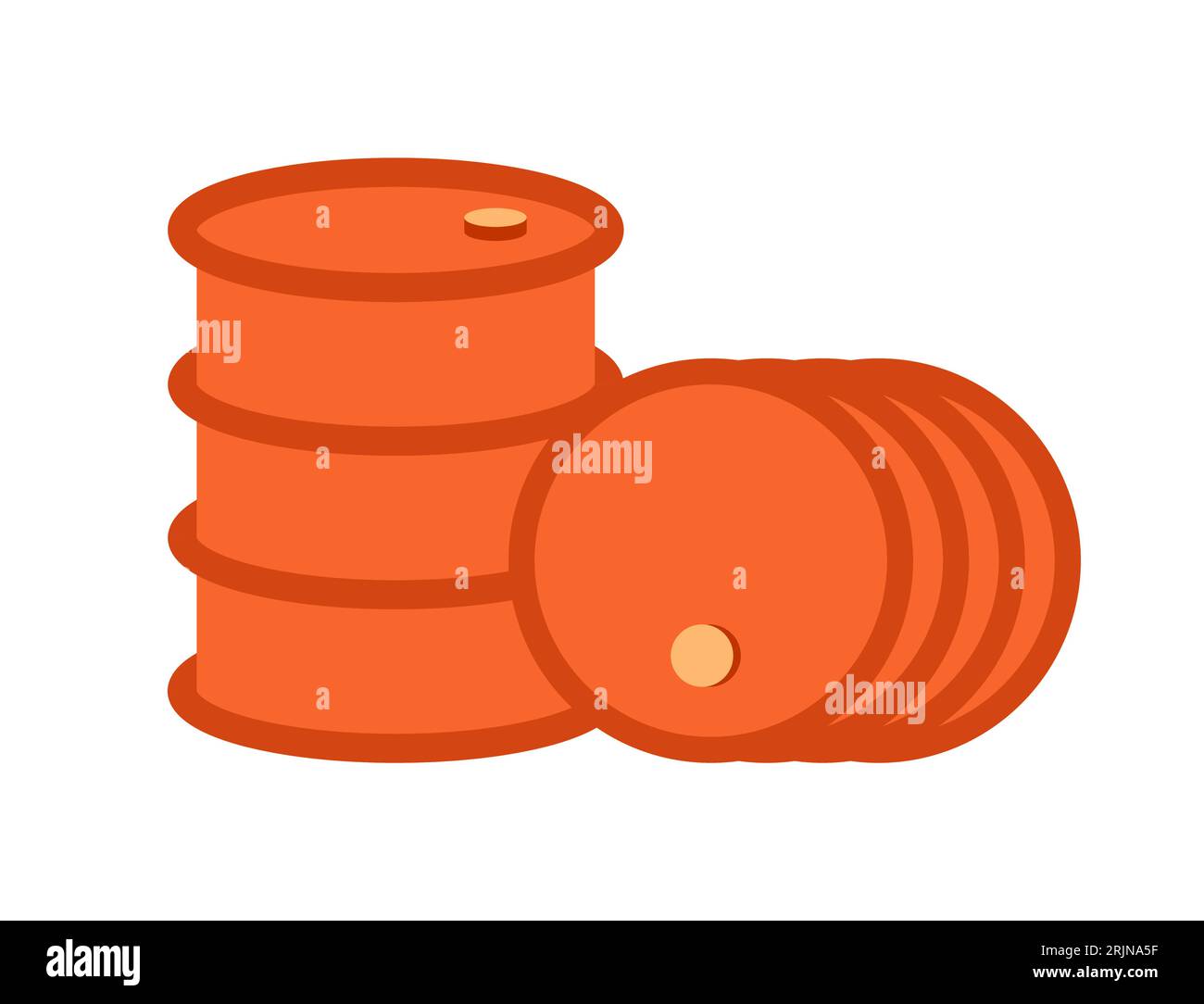 Steel oil barrels semi flat colour vector object Stock Vector