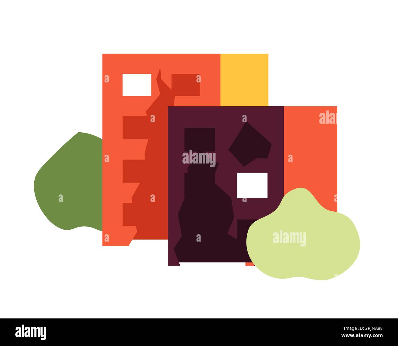 Destroyed houses semi flat colour vector object Stock Vector