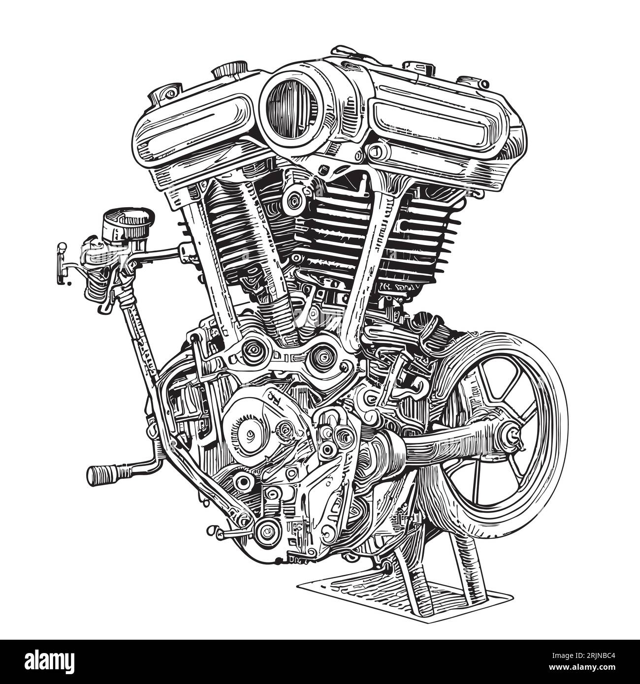 Motorcycle motor hand drawn sketch Transport Vector Stock Vector Image