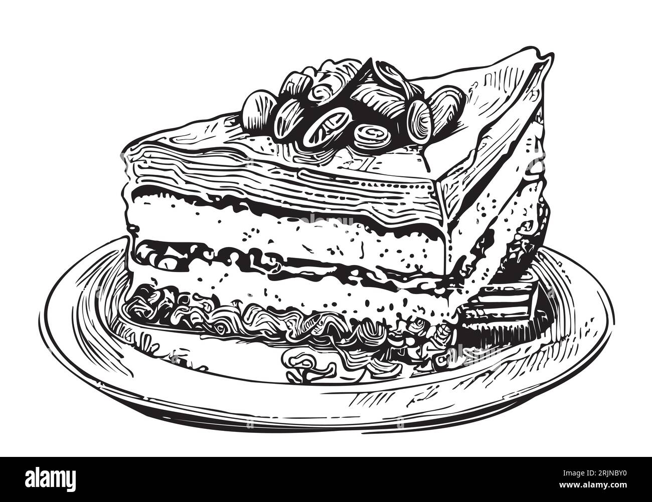 Piece of cake hand drawn sketch Sweets Vector Stock Vector Image & Art ...