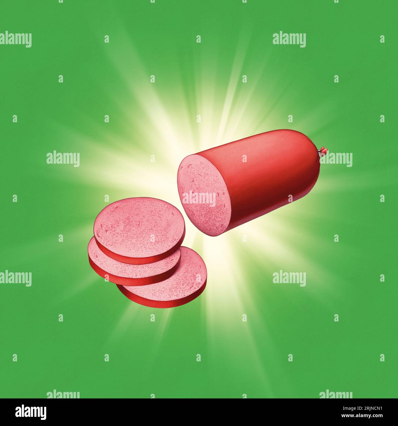 Illustrated Lyoner Sausage Isolated Stock Photo - Alamy