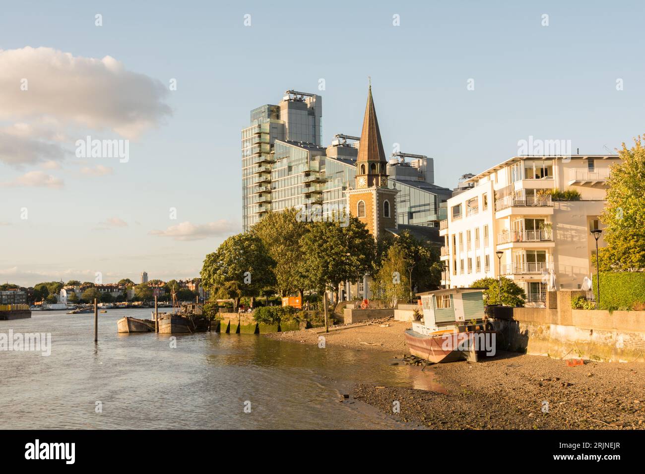 St Mary's Church and the River Thames, Battersea Church Road, Battersea