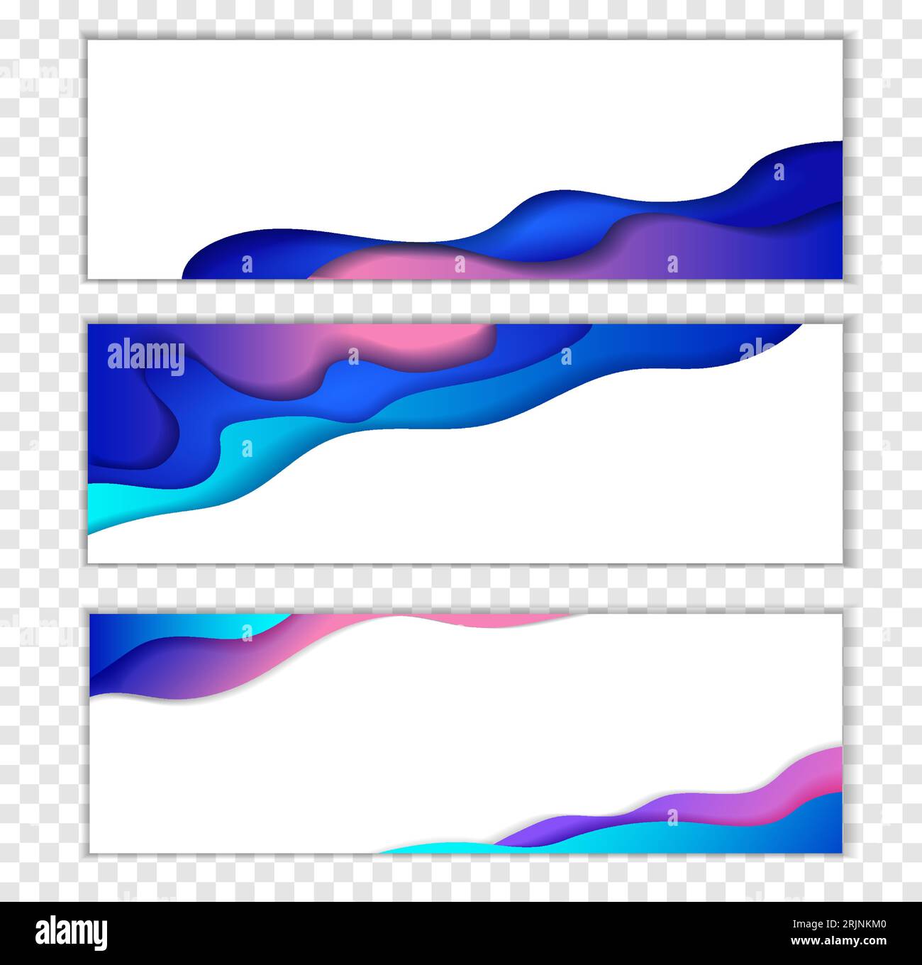 Banners. Background with blue abstract multilayered wavy pattern. Paper