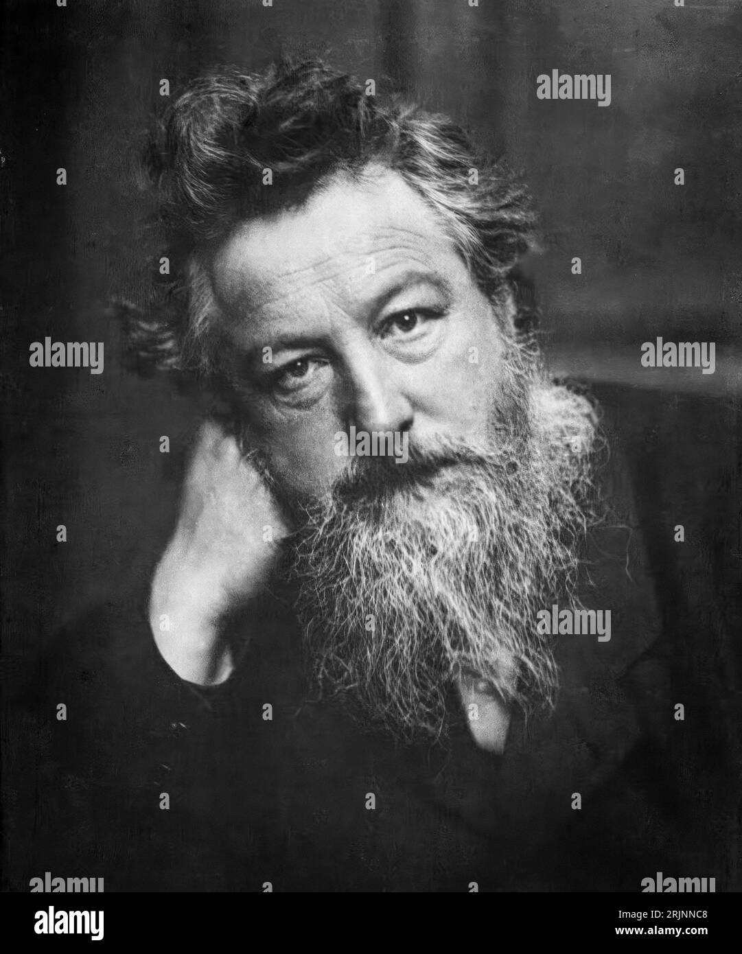 William Morris (1834-1896), portrait photograph aged 53 by Frederick Hollyer, 1887-1888 Stock Photo