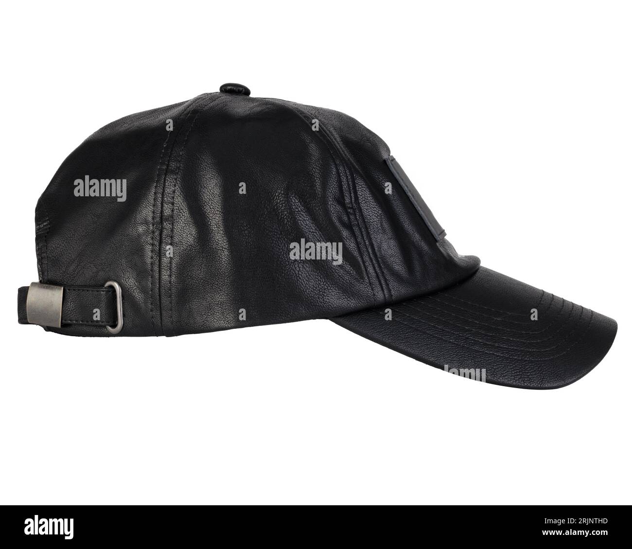 Black Leather Baseball Cap Side View Isolated on White Stock Photo - Alamy